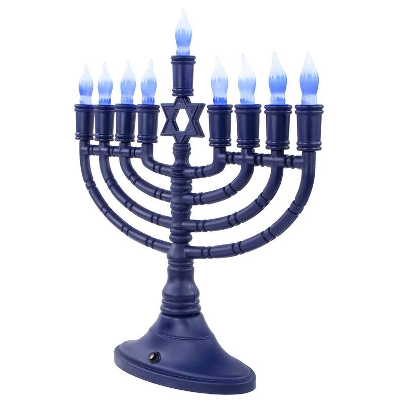 15" Premium Blue Large LED Electric Menorah with Sequential Lighting
