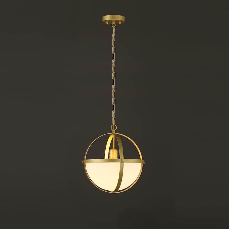 Modern Transitional 1-light Brass Gold Orb Island Pendant - 14 inches