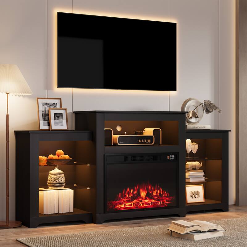 EROMMY Electric Fireplace Heater Mantel TV Cabinet, Media Entertainment Center, Energy Efficient Heater