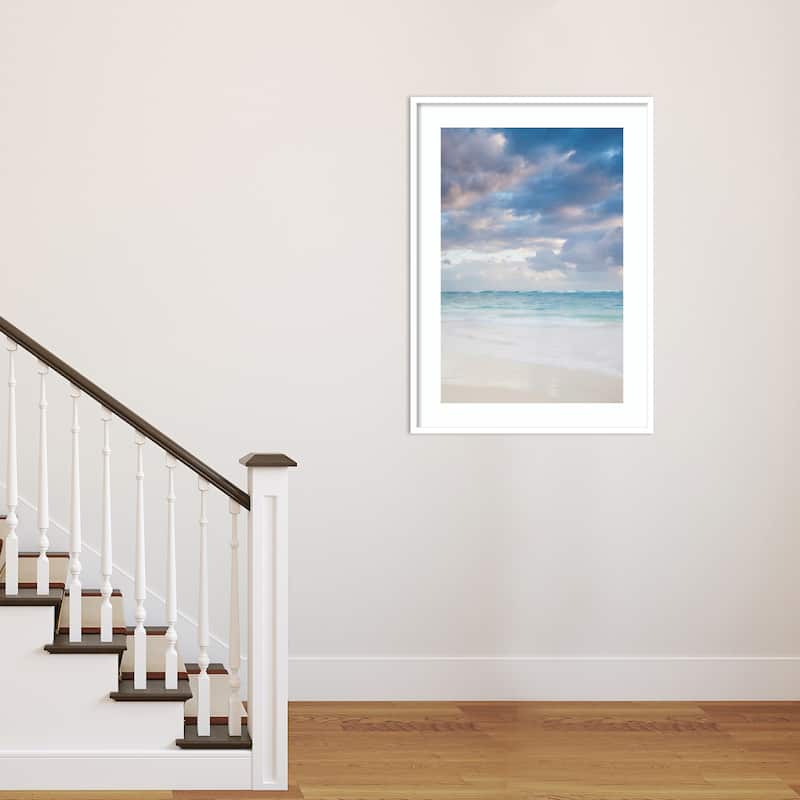 Bavaro Beach at Dawn by Walter Bibikow Danita Delimont Wood Framed Wall Art Print - Svelte White