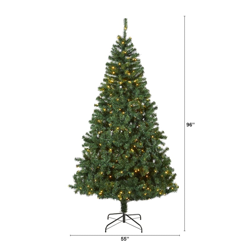8' Northern Tip Christmas Tree with 450 Clear LED Lights - Green