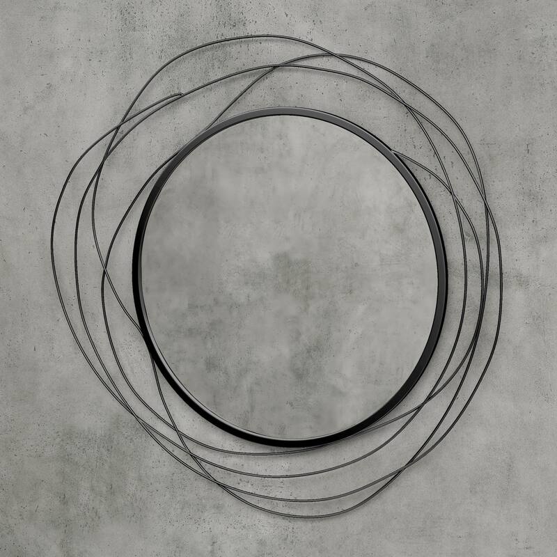 HOMCOM Decorative Wall Mirror, 25.6" Circle Mirror Decor, Modern Metal Wall Art for Living Room, Bedroom and Dining Room