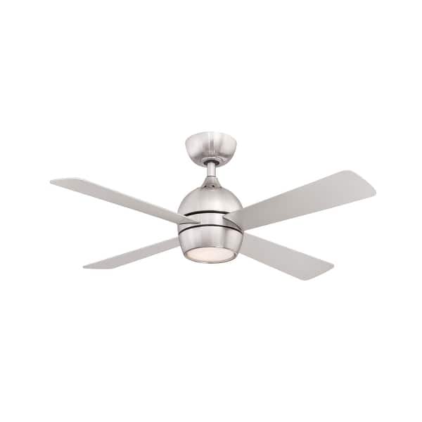 slide 2 of 11, Fanimation Kwad 44 inch Indoor Ceiling Fan with LED Light Kit and Remote - Brushed Nickel with Reversible Blades