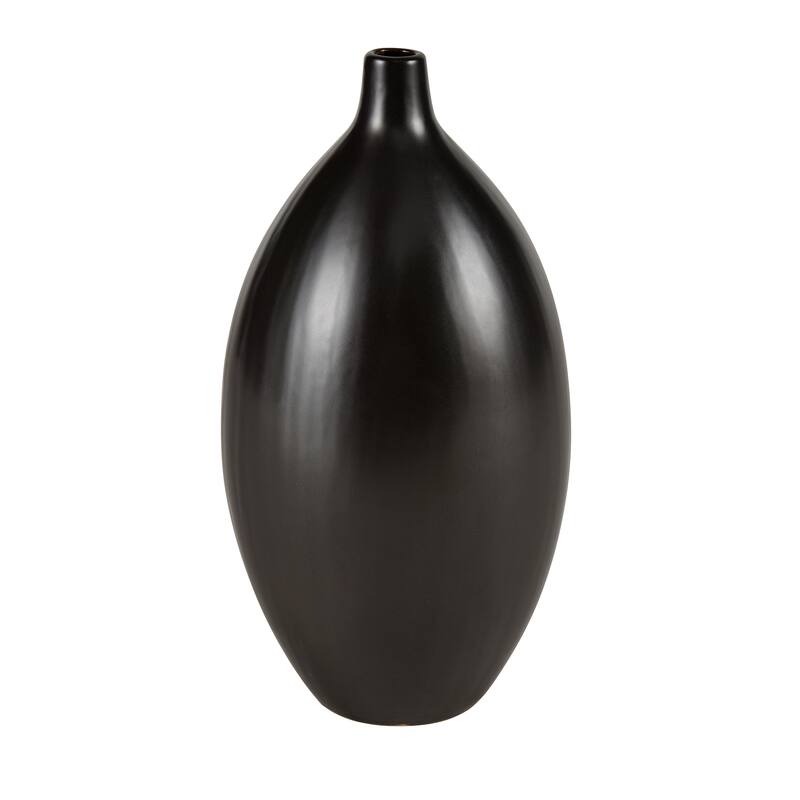 Elk Home Faye Black Finish Earthenware 7 Inch Wide Vase