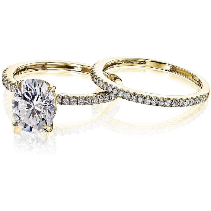 Annello by Kobelli 14k Gold 2.1ct TGW Moissanite and Lab Diamond Bridal Set (HI/VS, DEF/VS)