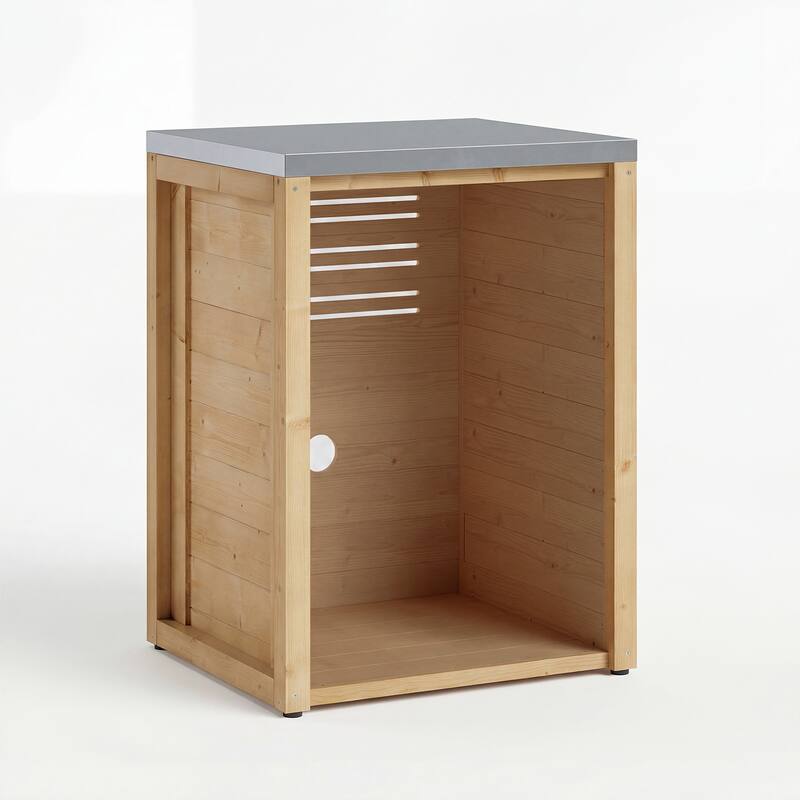 Modular Outdoor Kitchen Island Set, 100% Solid Wood BBQ Cabinet , Patio Kitchen Bar Table