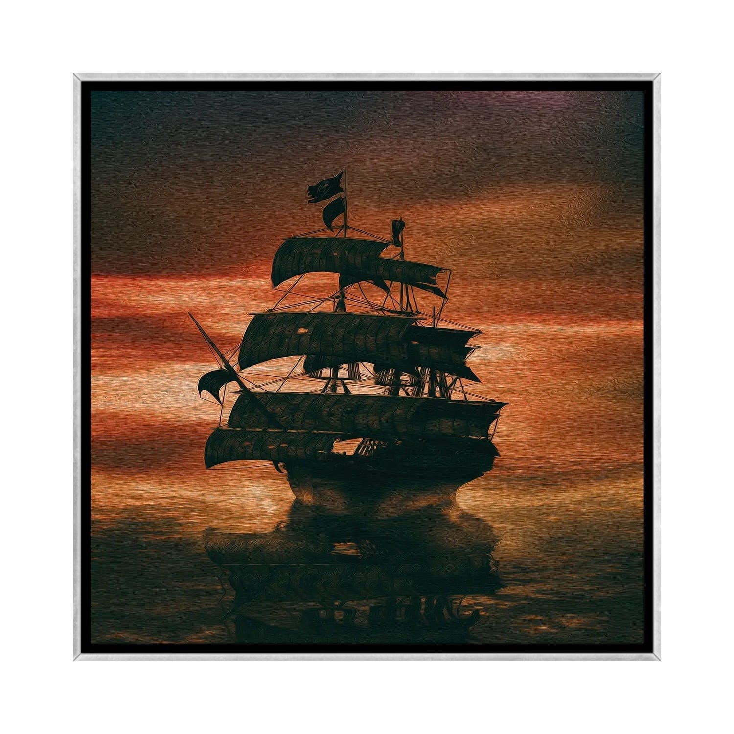 iCanvas "Pirate Sailboat" by Ievgeniia Bidiuk Framed