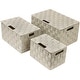 preview thumbnail 7 of 9, Storage Box Woven Basket Bin Container Tote Cube Organizer Set Stackable Shelf Organizer Built-in Carry Handles (3-Piece) beige
