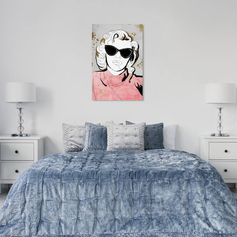 Wynwood Studio Canvas Fashion and Glam Contour Idol Pink and Pastel Pink Glam Wall Art Canvas Print - 36 x 24