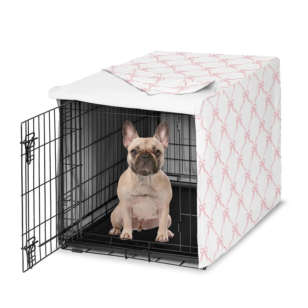 Sweet Jojo Designs Pink Bows Dog Crate Kennel Cover 30in. -Blush Elegant Bow for the Ballerina Ballet Dancer Princess Collection