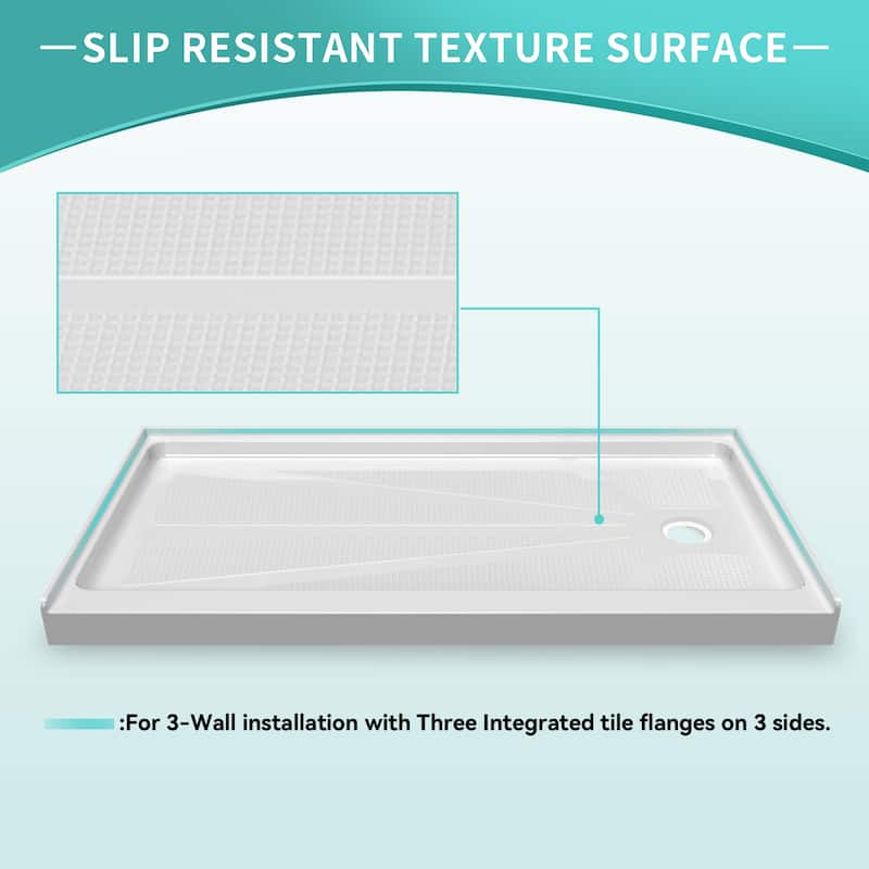 i-Homare 32" X 60" Right Drain Single Threshold Rectangular Shower Base