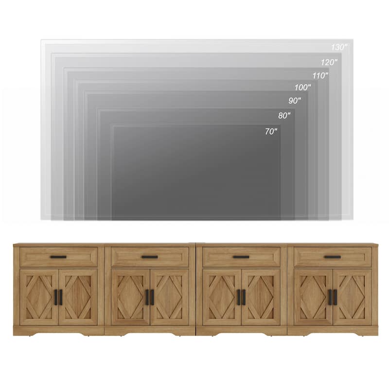 Farmhouse Entertainment Center with Storage Barn Door Cabinet for 50"-130" TVs