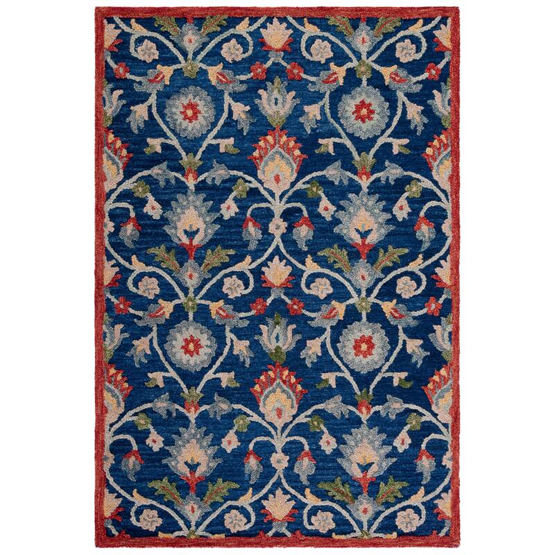 SAFAVIEH Handmade Blossom Violanta Floral Wool Rug - 8' x 10' - Blue/Rust