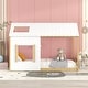 preview thumbnail 2 of 7, White/Natural Modern Twin Size Pine Wood House Bed with Roof and Window, Sturdy Construction
