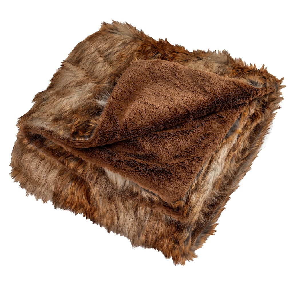 Gymax Fluffy Faux Fur Throw Blanket 540GSM Soft Fuzzy Luxury Faux