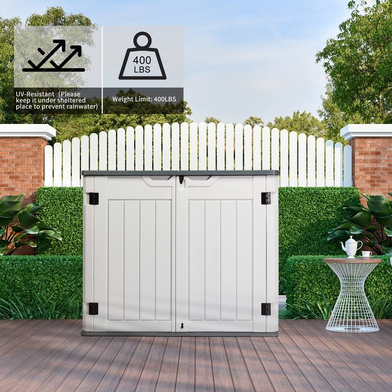 Gray White HDPE Water-Resistant Outdoor Deck Box