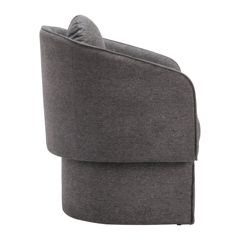 Stylish Grey Upholstered Club Chair with Recessed Arms and Toss Pillow - 29.1” x 31.5” x 30.3”