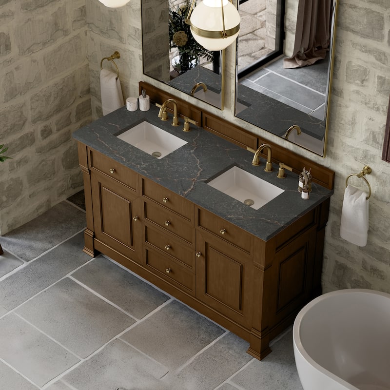 Brookfield 60D" Double Vanity, Honey Oak - Parisien Bleu