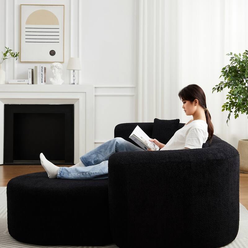 109.4" L-Shaped Chenille Boneless Sectional Sofa with Two Throw Pillows