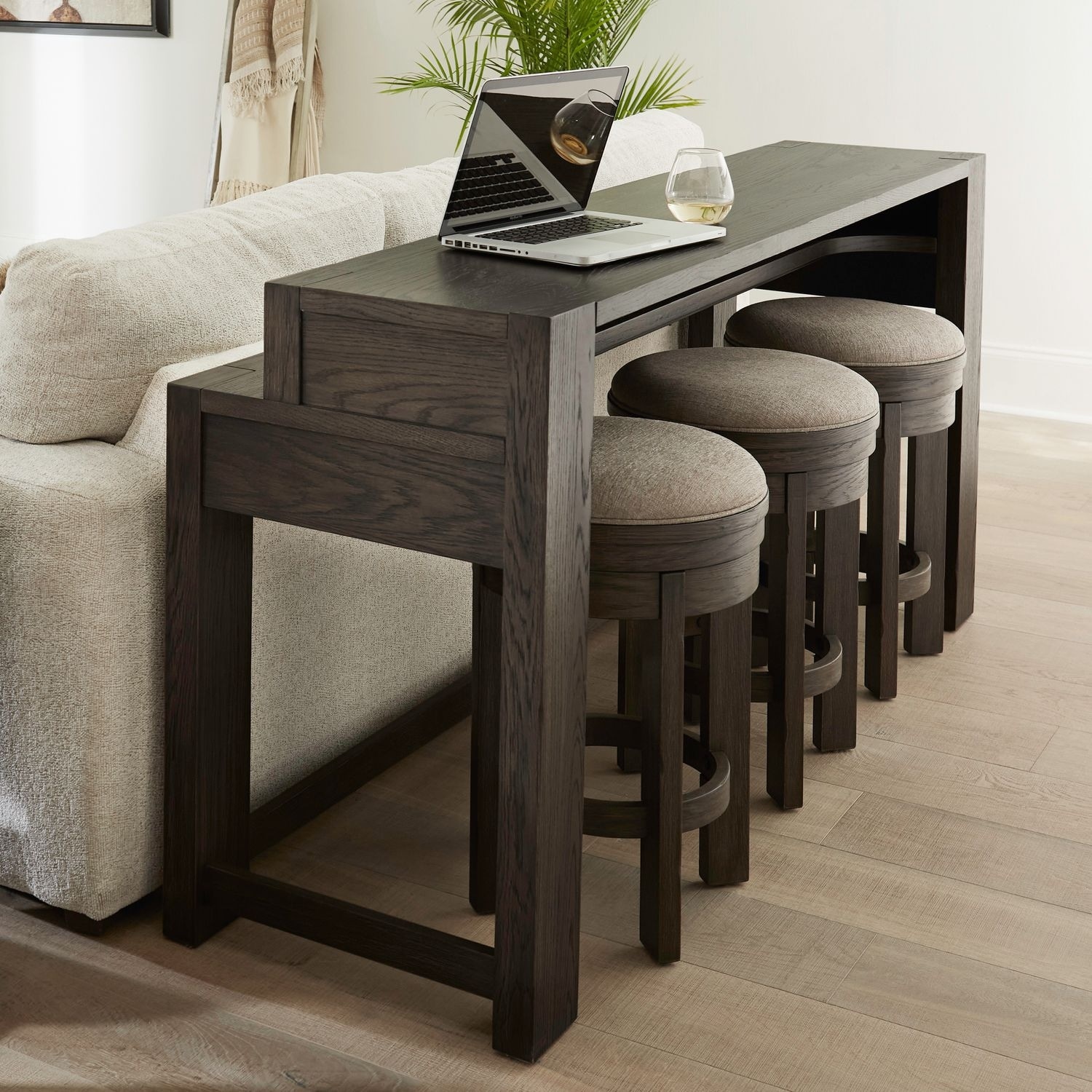 Liberty Furniture Lennox Hill Console Bar Table, Upholstered Swivel Console stools