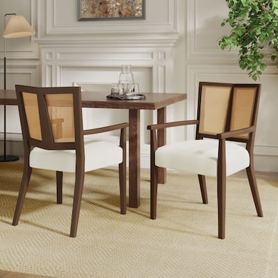 Wooden Dining Chairs Set of 2 Modern Fabric Upholstered Kitchen Chairs