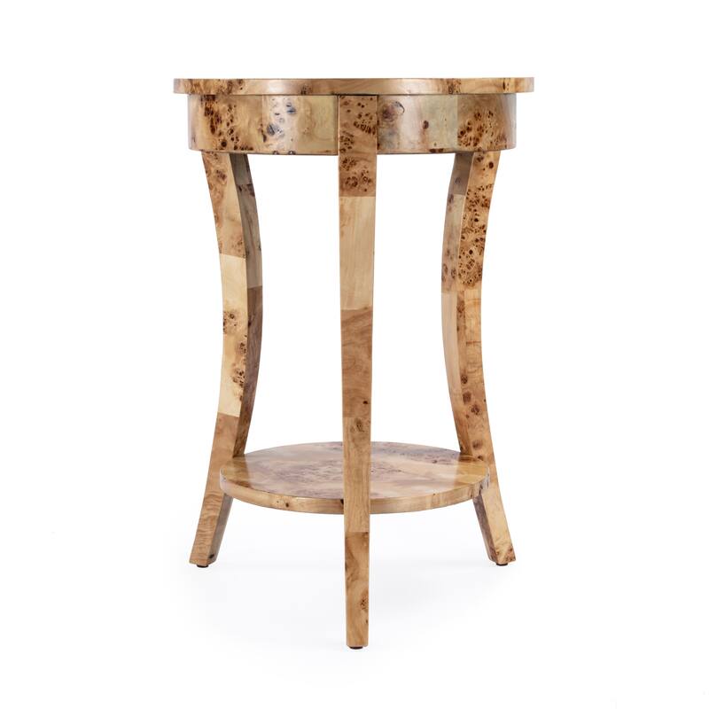 Holdin Round Burl Wood 18"W Side Table