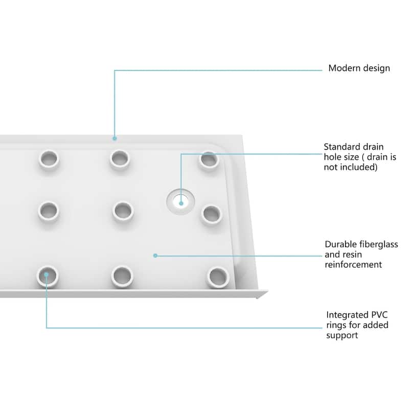 Indigo Home 60x36 inch Single Threshold Shower Tray Left Drain in White