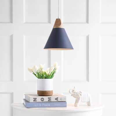 SAFAVIEH Lighting Taimi Adjustable 1-Light Led Grey Pendant - 10"x10"x12.9-84.9" - 10Wx10Dx85H