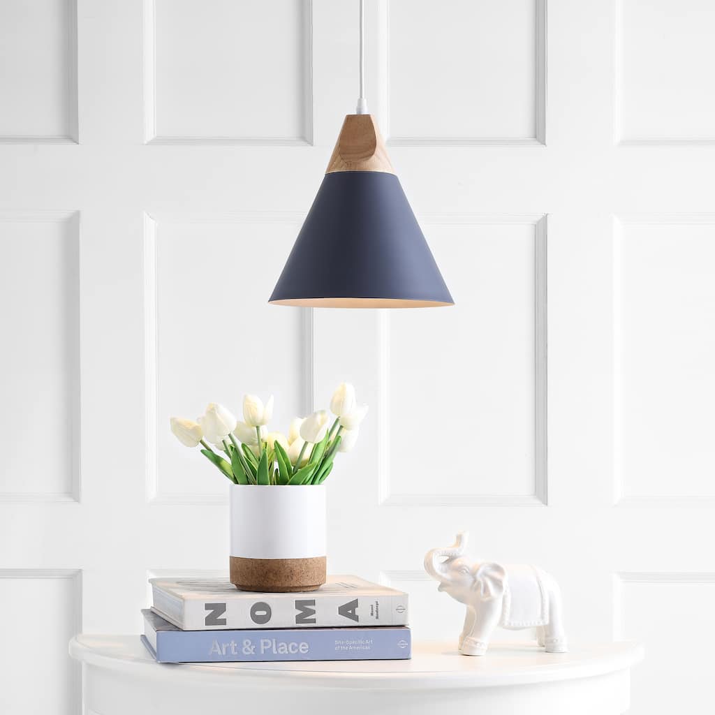 SAFAVIEH Lighting Taimi Adjustable 1-Light Led Grey Pendant - 10"x10"x12.9-84.9" - 10Wx10Dx85H