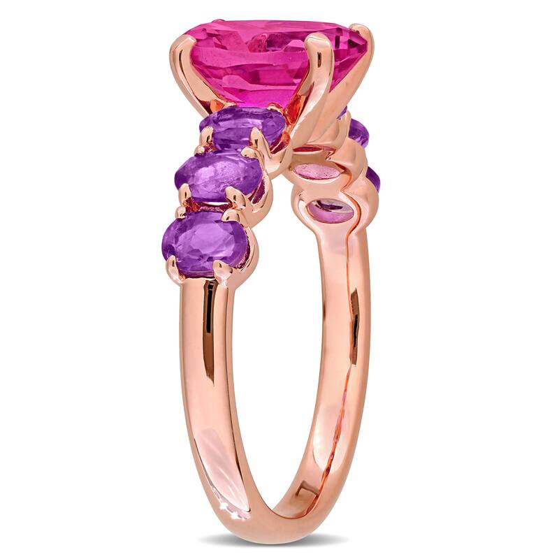 Miadora 3 1/5ct TGW Pink Topaz and Amethyst-Africa Ring in Rose Plated Sterling Silver