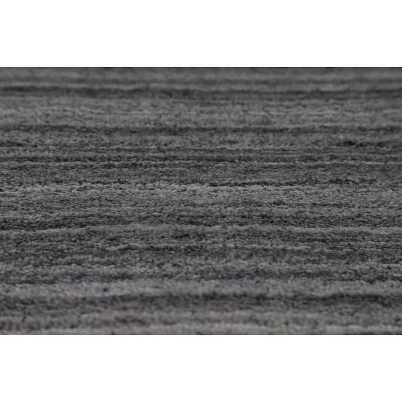 Hand Knotted Oriental 100% Wool Carpet Tribal Stripe Greys & Charcoal Gabbeh Area Rug - 9' 10'' X 8' 3''