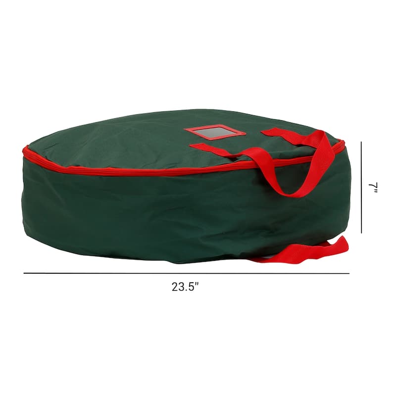 1 Pack Foldable Round Storage Bags with Handles, Moving Bags for Clothes, Comforters, Closet Organizers - Green - 23.5*7in