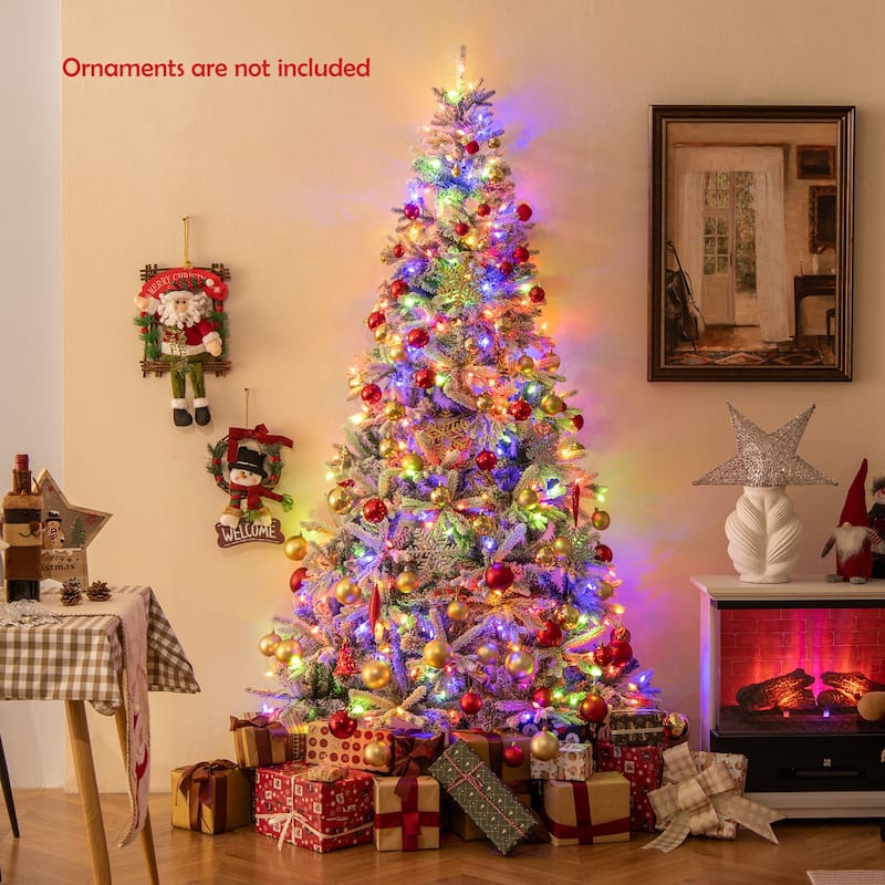 Costway 7 FT Half Artificial Pre-Lit Xmas Christmas Tree with 852 - White & Green - See Details