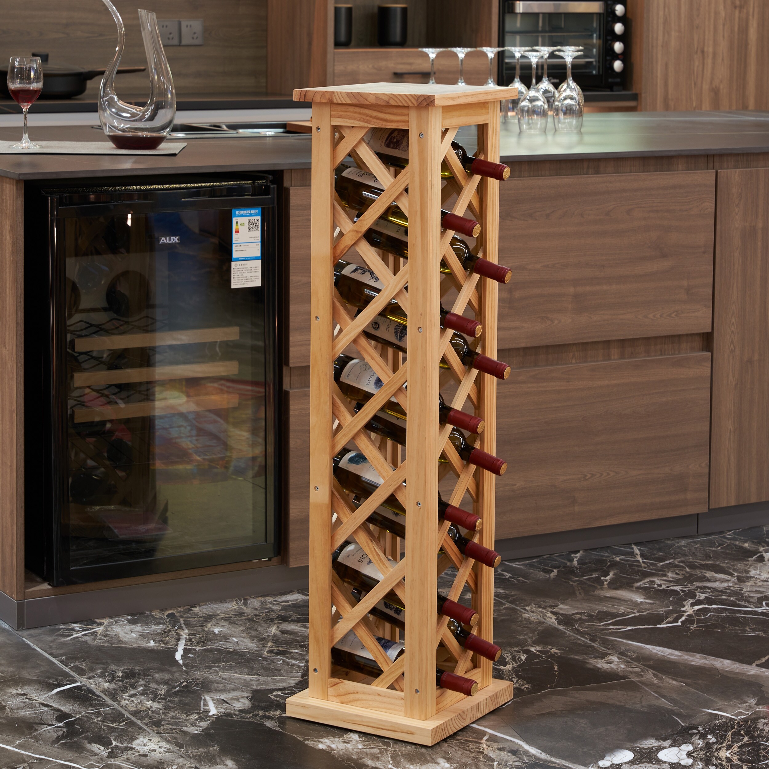 Vertical Checkered Wine Rack/Solid Wood Wine Rack,Home Wine Rack