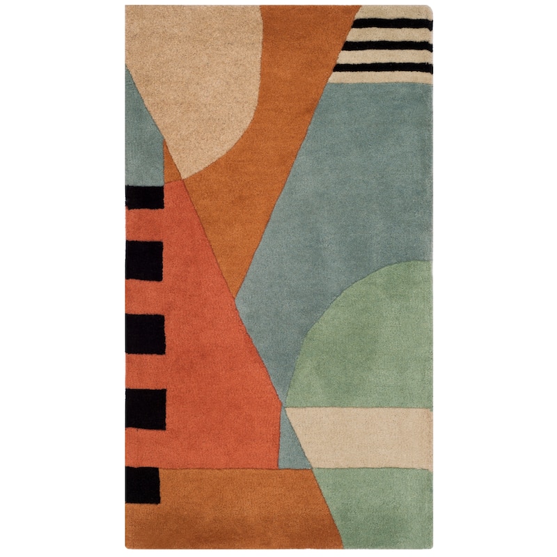SAFAVIEH Handmade Rodeo Drive Willow Mid-Century Modern Abstract Wool - 2' 6" x 4' 6" - Gold - Runner/Rectangle