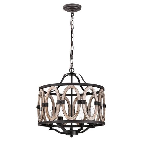 slide 2 of 18, Moonring 18 Inch Farmhouse Style Pendant Ceiling Lighted Chandelier Faux Drift Wood