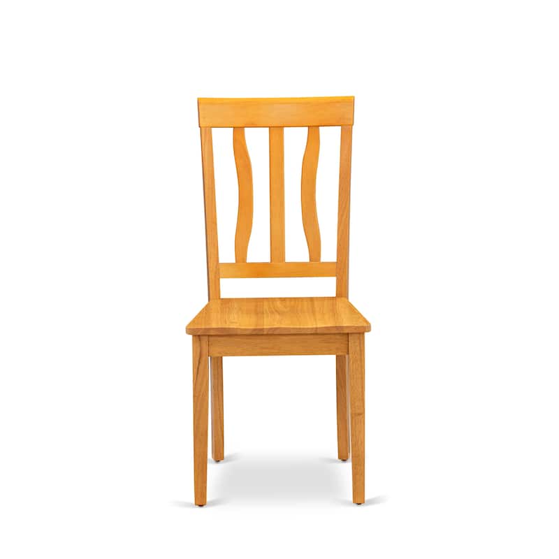 East West Furniture Antique Dining Room Chairs - Slat Back Kitchen Dining Chairs Chairs, Set of 2, Oak (Seat Options)
