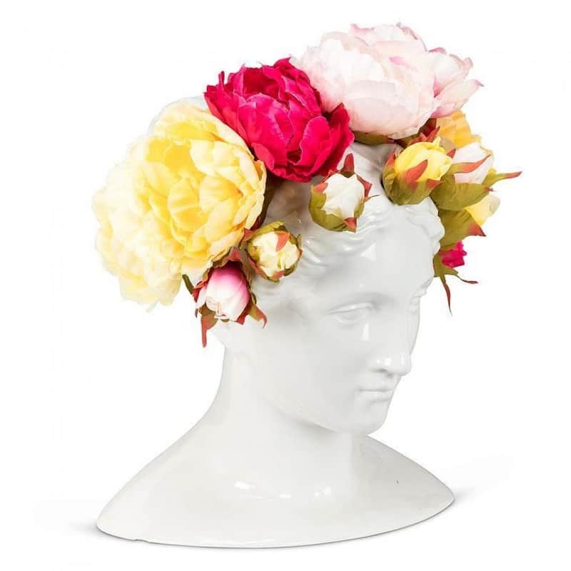 Woman Head With Holes For Blooms Vase