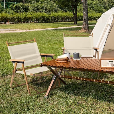 Single Aluminum Frame Wood Grain Spray Paint Camping Chair