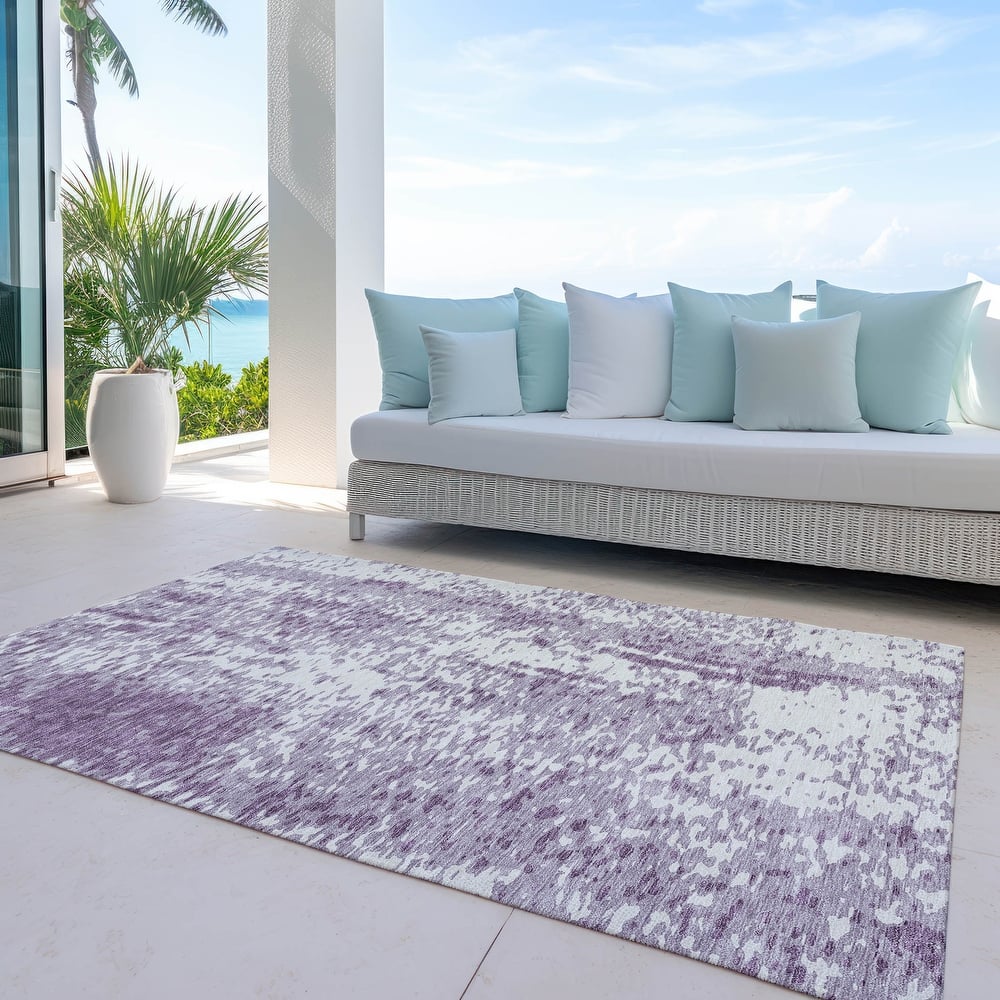 Machine Washable Indoor/ Outdoor Modern Abstract Chantille Rug