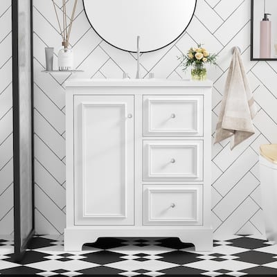 30 inch Freestanding Bathroom Vanity Set with Integrated Ceramic Sink