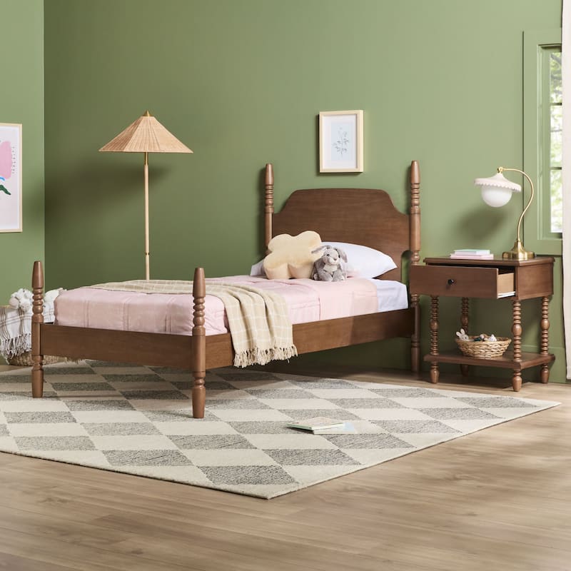 Walker Edison Twin Bed with 1-Drawer Nightstand Bedroom Set