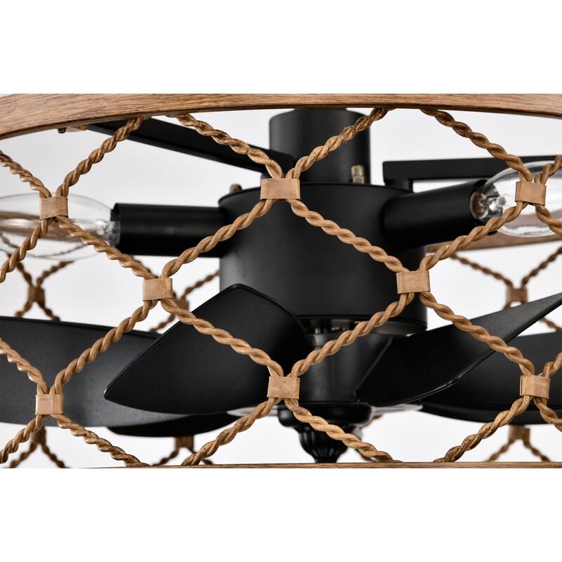 16 Inch Modern Wood Grain Fandelier