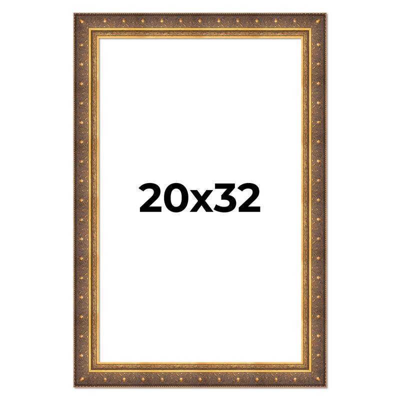 20x32 Frame Vintage Gold Solid Wood Picture Frame | 2.5 Inch Moulding