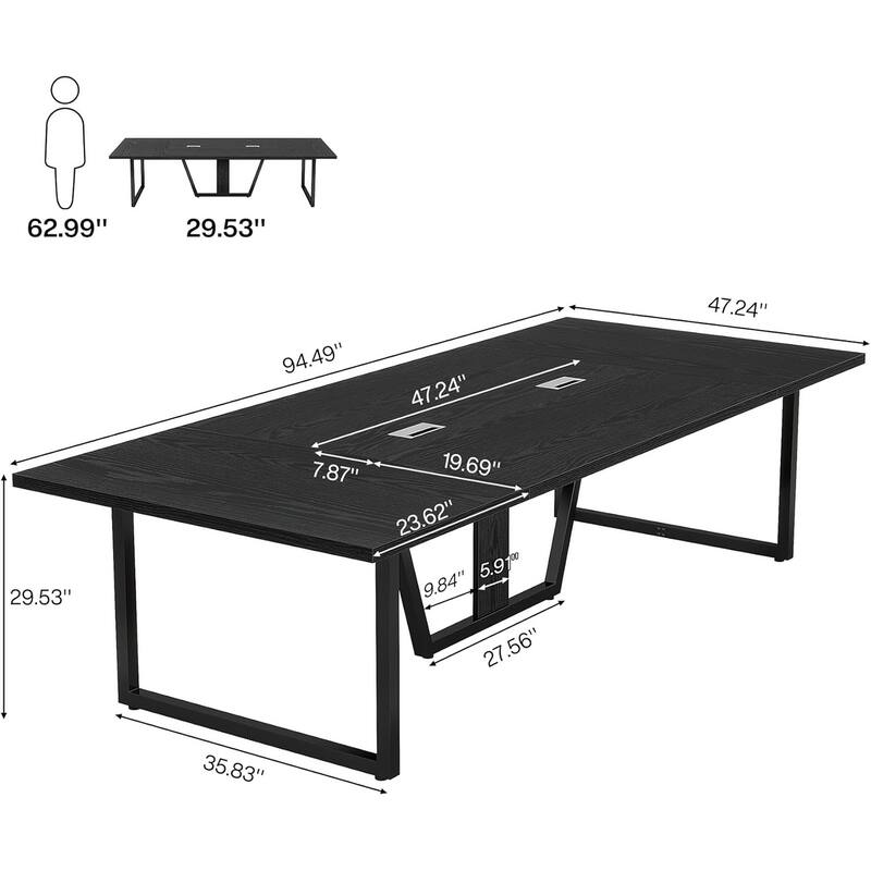 8FT Conference Table, 94.49 L Large Meeting Table for 10 People