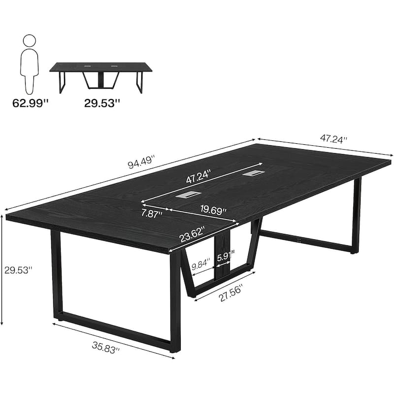 8FT Large Conference Table with Strong Metal Frame for Office Conference