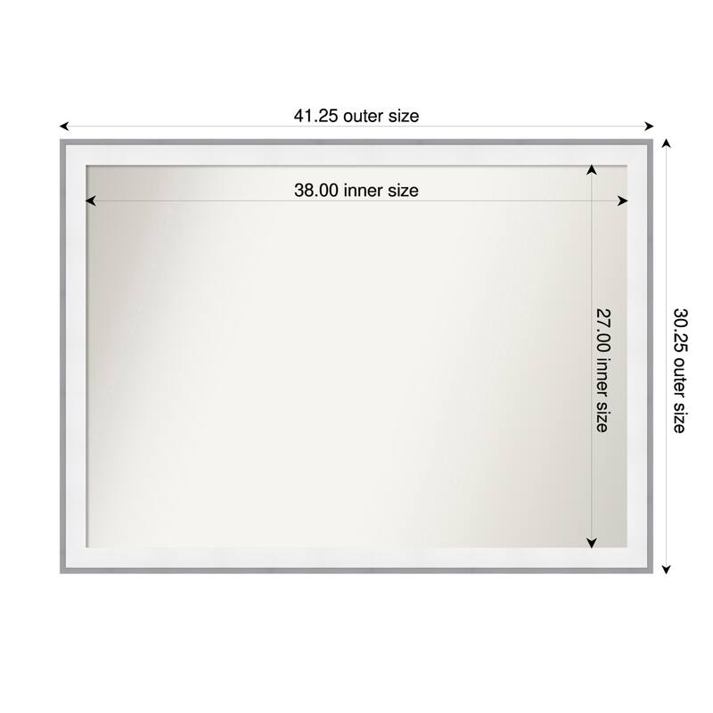 Maya Non-Beveled Framed Wall Mirror - 41 x 30 in - Maya White Silver