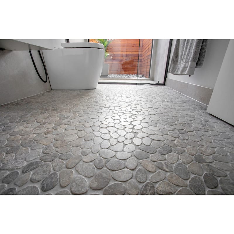 Coin Marble 11 in. x 11 in. Marble Mesh-Mounted Mosaic Wall and Floor Tile
