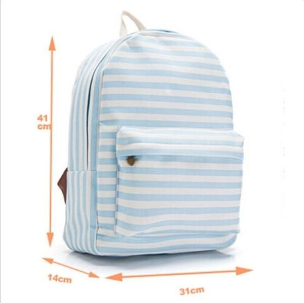 Shop Women Striped Canvas Backpacks School Bag Girls Cute Travel Rucksack Shoulder Bags Color Blue White On Sale Overstock 27517745