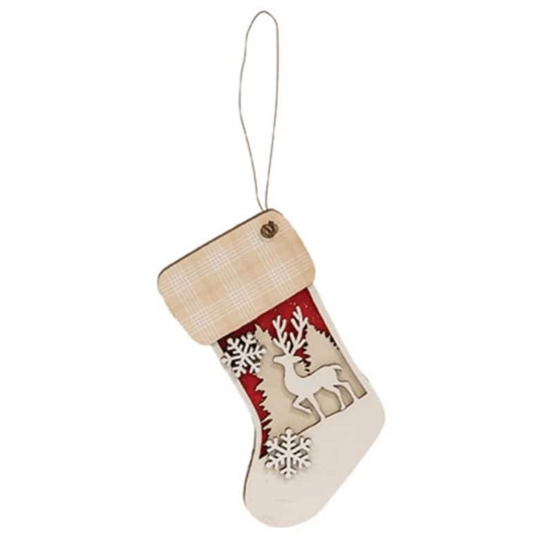 Woodland Deer & Snowflake Stocking Ornament - Multi